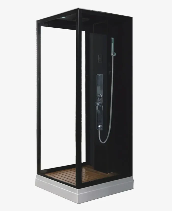 Ninza shower cabin by Colston featuring built-in steam and modern spa design