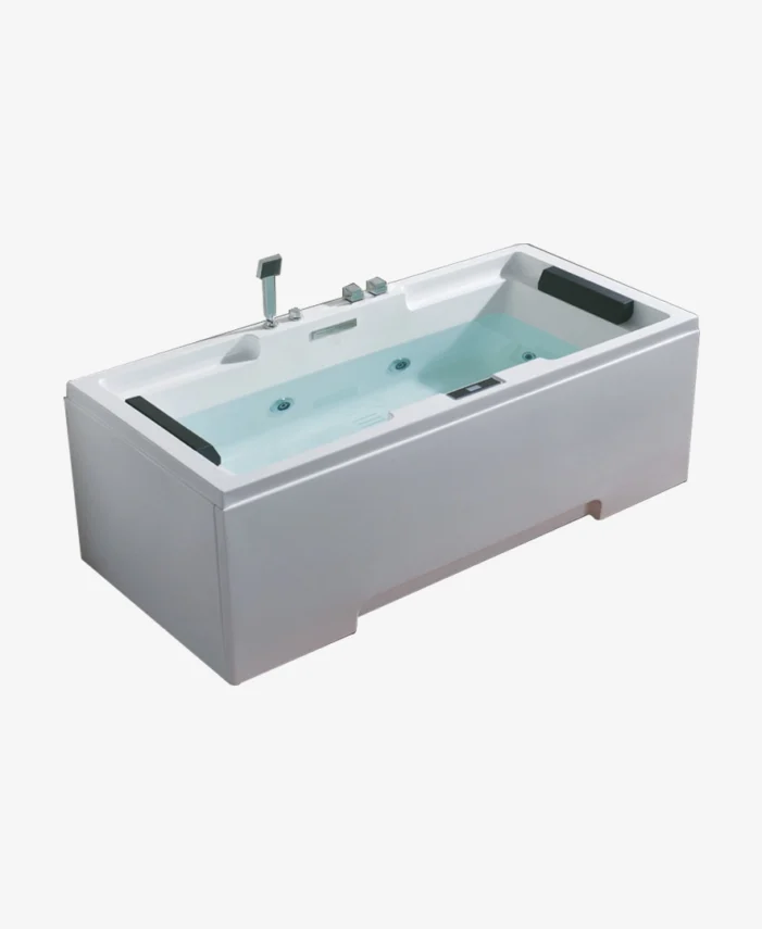 Zara whirlpool bath with intelligent massage jets and a soft curved silhouette in glossy white